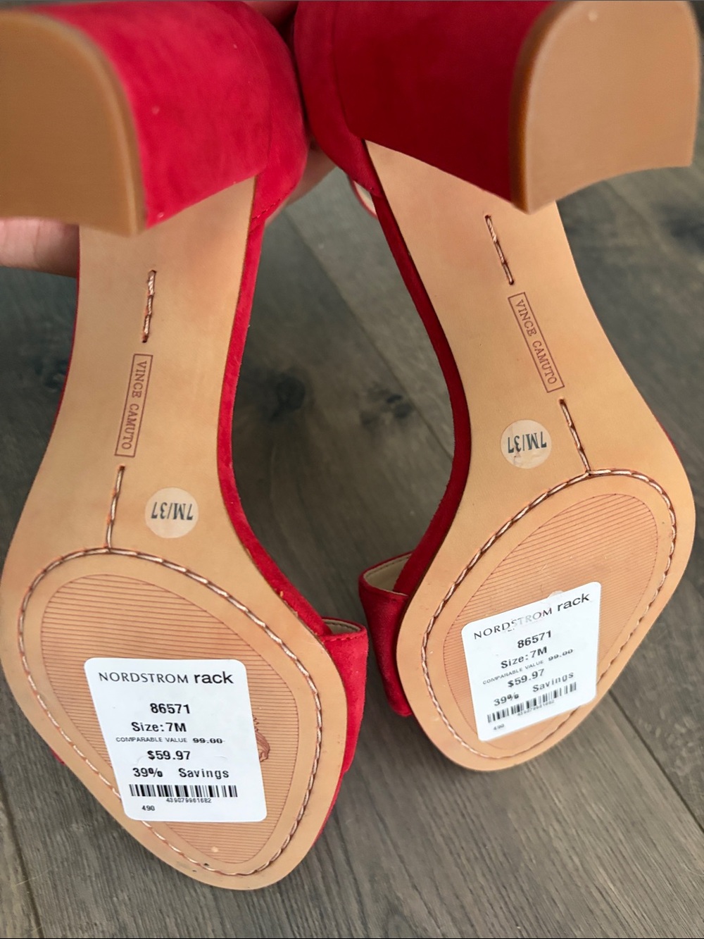 Vince Camuto Red Suede Open-Toe Ankle-Strap Heels - NEW - Picture 4 of 6